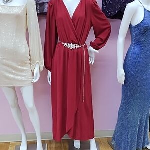 Connected Apparel Red Long Sleeve Dress